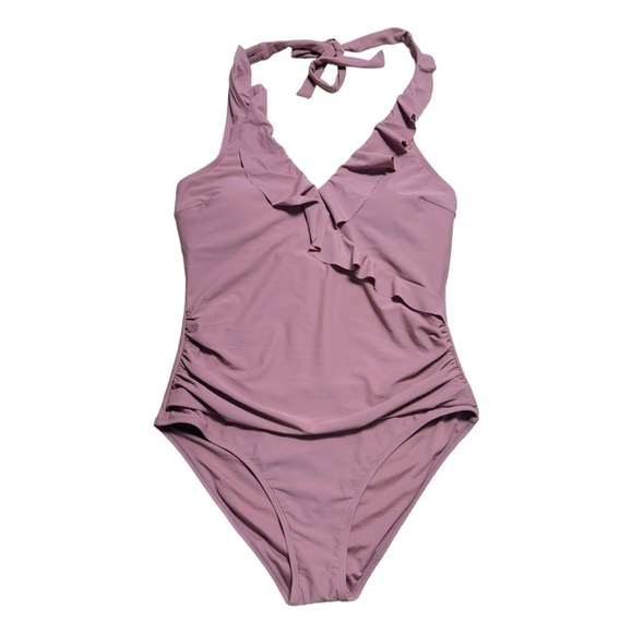 Cupshe Bianca Dusty Pink Ruffled Halter One Piece Swimsuit Women’s US L - Picture 2 of 7